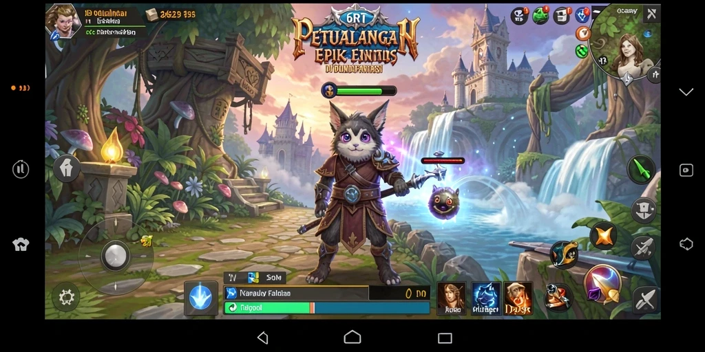 Screenshot gameplay 6RT menampilkan aksi seru dalam menjelajah dunia fantasi.