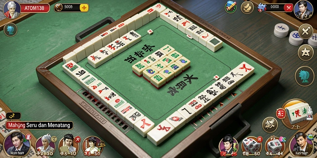 Screenshot ATOM138 menampilkan gameplay Mahjong yang seru dan interaktif.