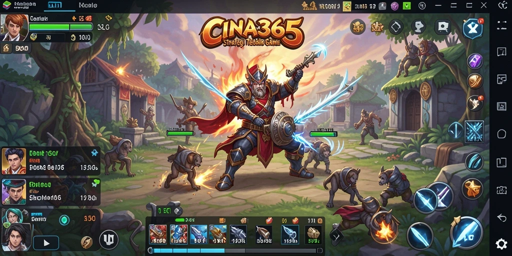 Screenshot CINA365 menampilkan aksi pertempuran strategis yang seru.