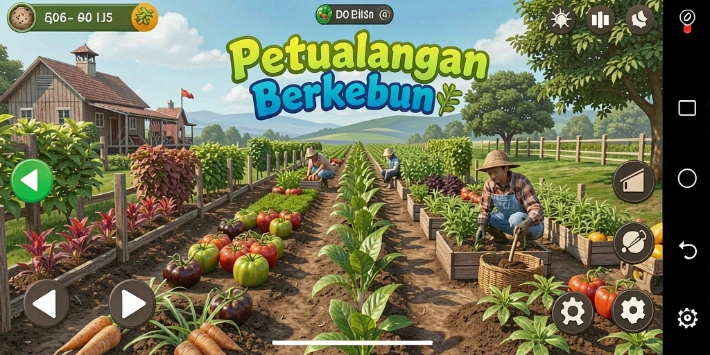 Tampilan gameplay D06 yang menampilkan proses berkebun yang menarik.