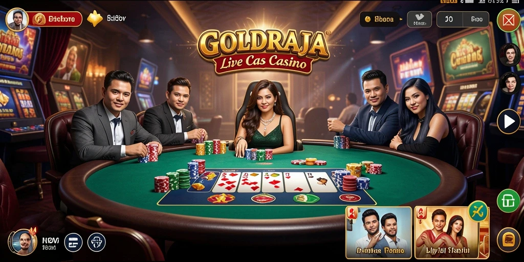 Screenshot menampilkan gameplay seru Live Casino di GOLDRAJA.