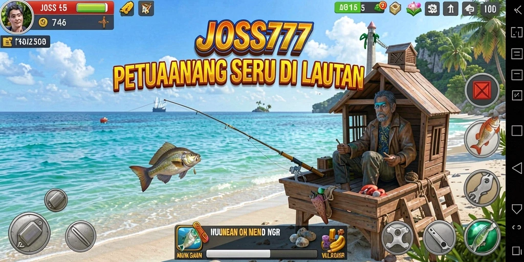 Tampilan gameplay seru JOSS777 dalam menangkap ikan di laut.