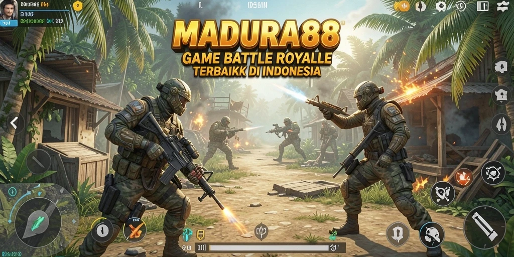 Tampilan dalam game MADURA88 dengan aksi Battle Royale yang seru.
