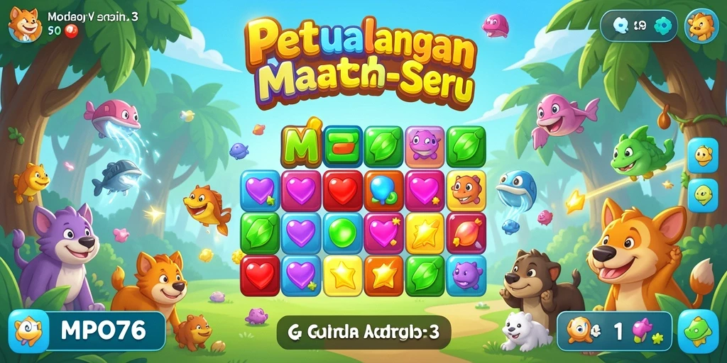 Tampilan menarik dari gameplay <strong>MPO76</strong> saat mencocokkan permata warna-warni.