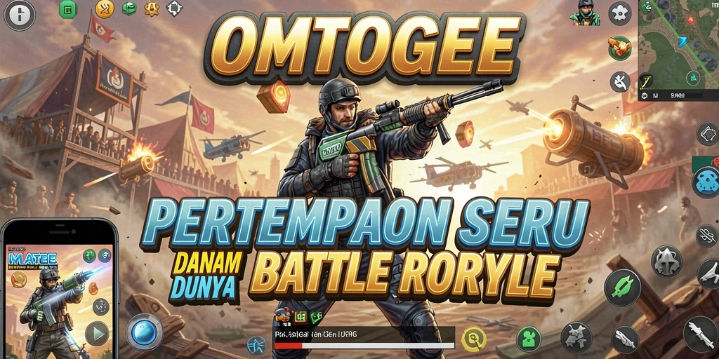 Gameplay intens OMTOGEL dengan aksi pertempuran Battle Royale.