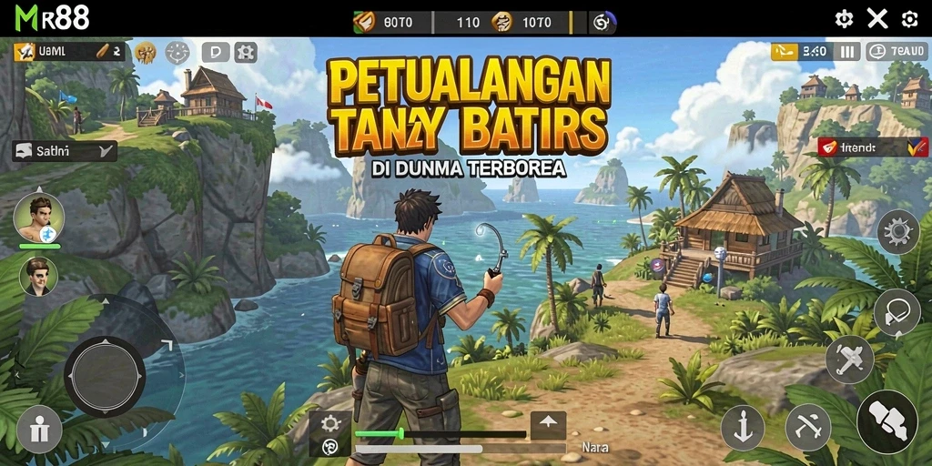 Screenshot gameplay RK88 menampilkan eksplorasi dunia terbuka yang menakjubkan.
