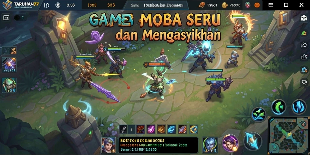 Screenshot TARUHAN77 menampilkan aksi seru gameplay MOBA.
