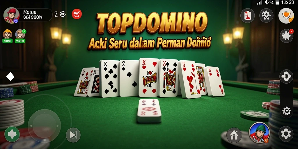 Screenshot utama TOPDOMINO menampilkan aksi mendebarkan dalam pertarungan domino.