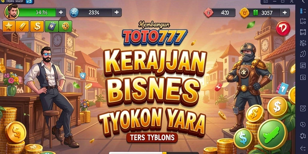 Screenshot gameplay TOTO777 menampilkan momen membangun kerajaan bisnis.
