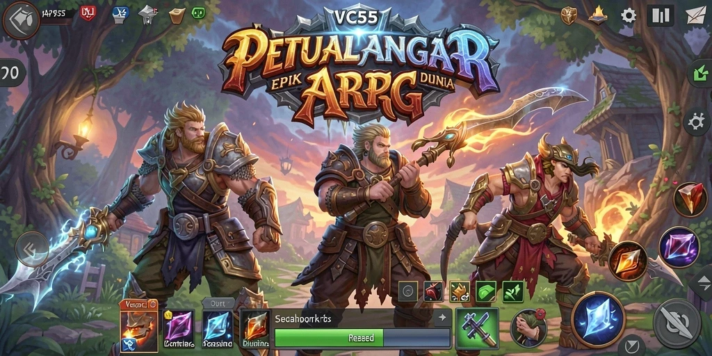 Screenshot gameplay VC55 yang menunjukkan pertarungan epik.