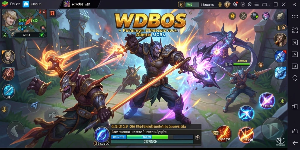 Gameplay seru WDBOS dengan pertarungan antar karakter MOBA.