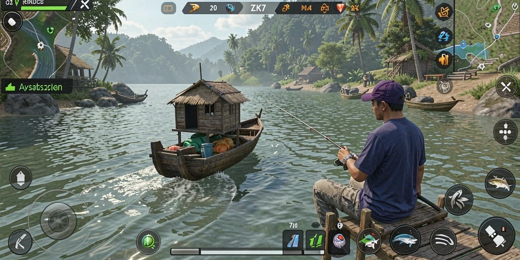 Gameplay mendebarkan dalam ZK7 dengan pengalaman memancing yang realistis.